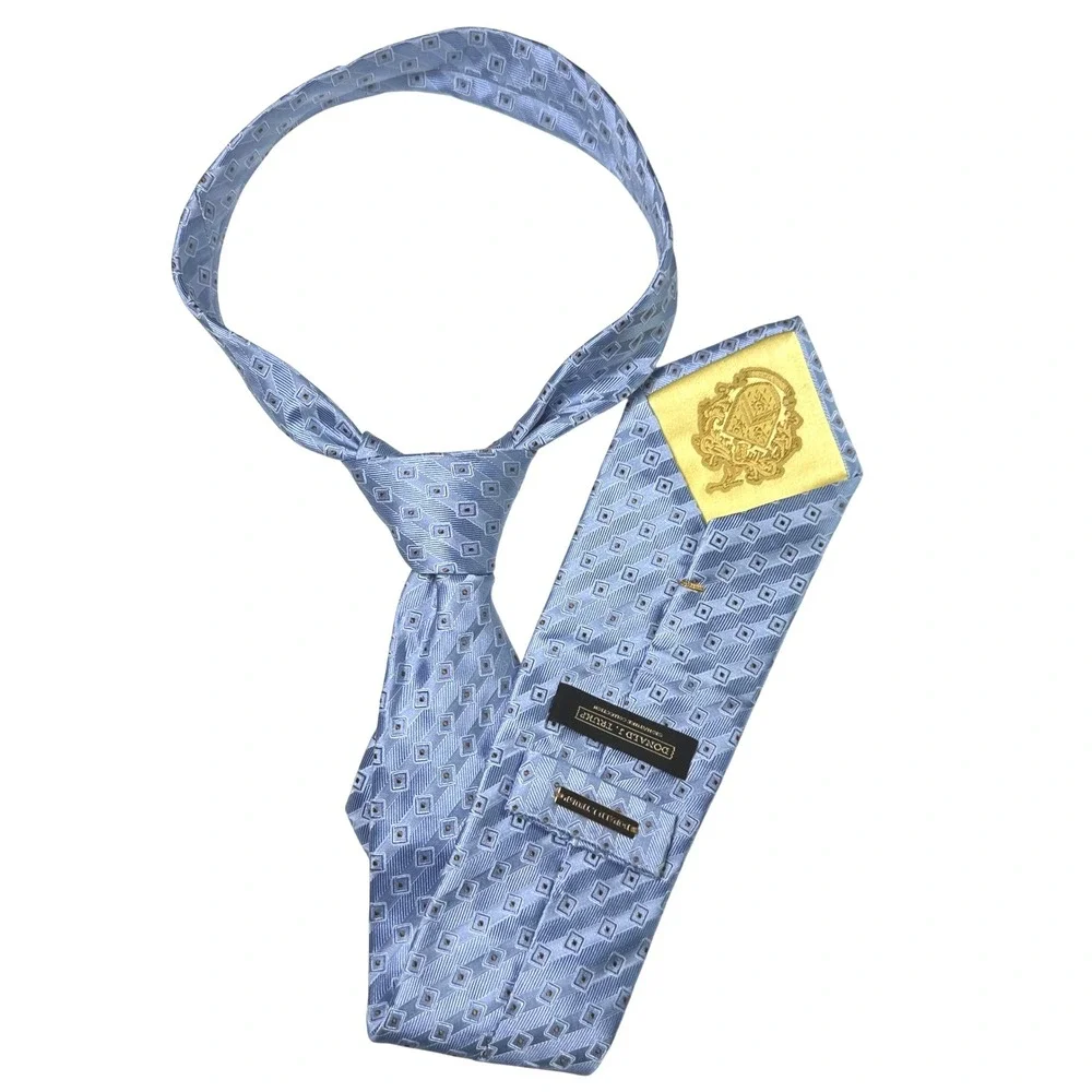 Donald J. Trump Necktie‎ Mens Light Blue Geometric Designer Neck Tie